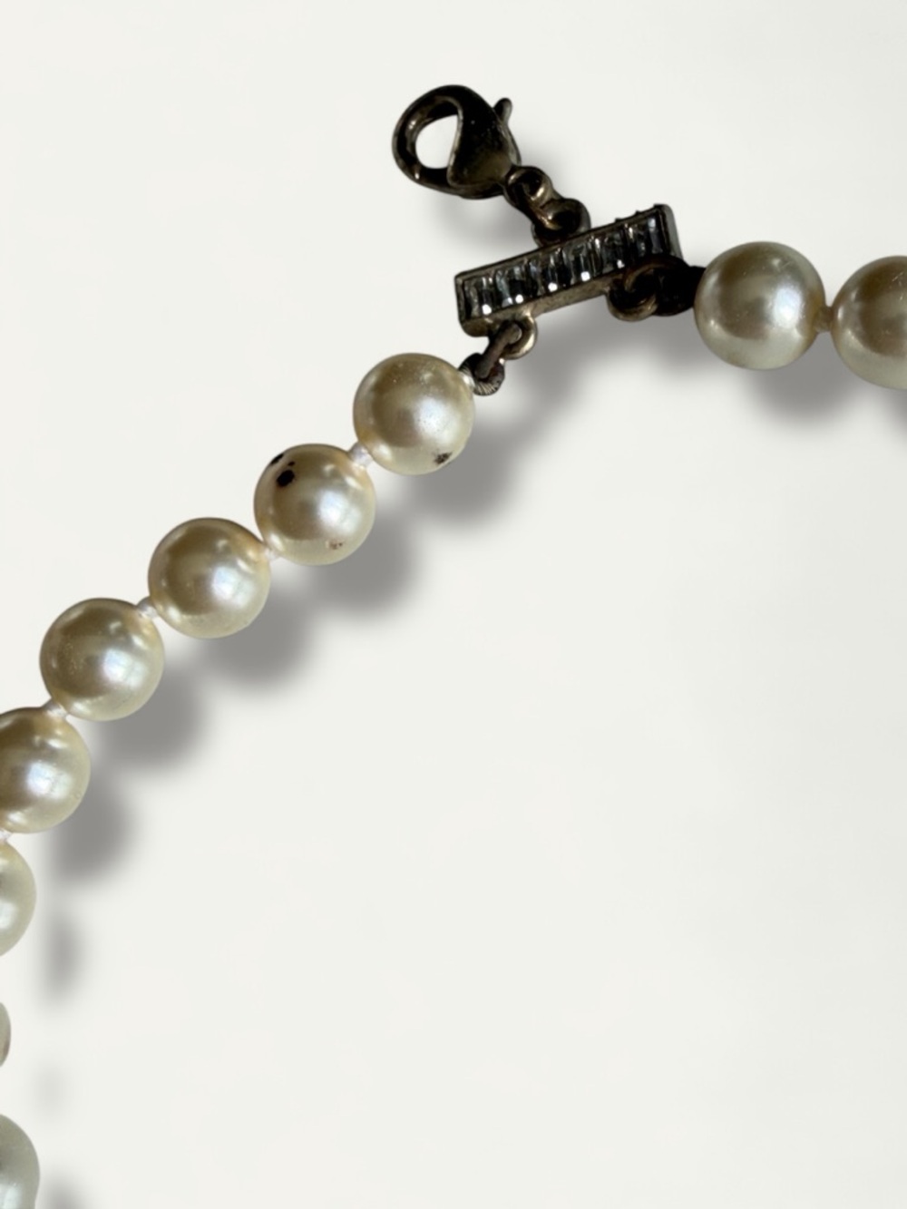 CHANEL Pearl Bracelet with Pave Double C Charm - White and Silver image 5